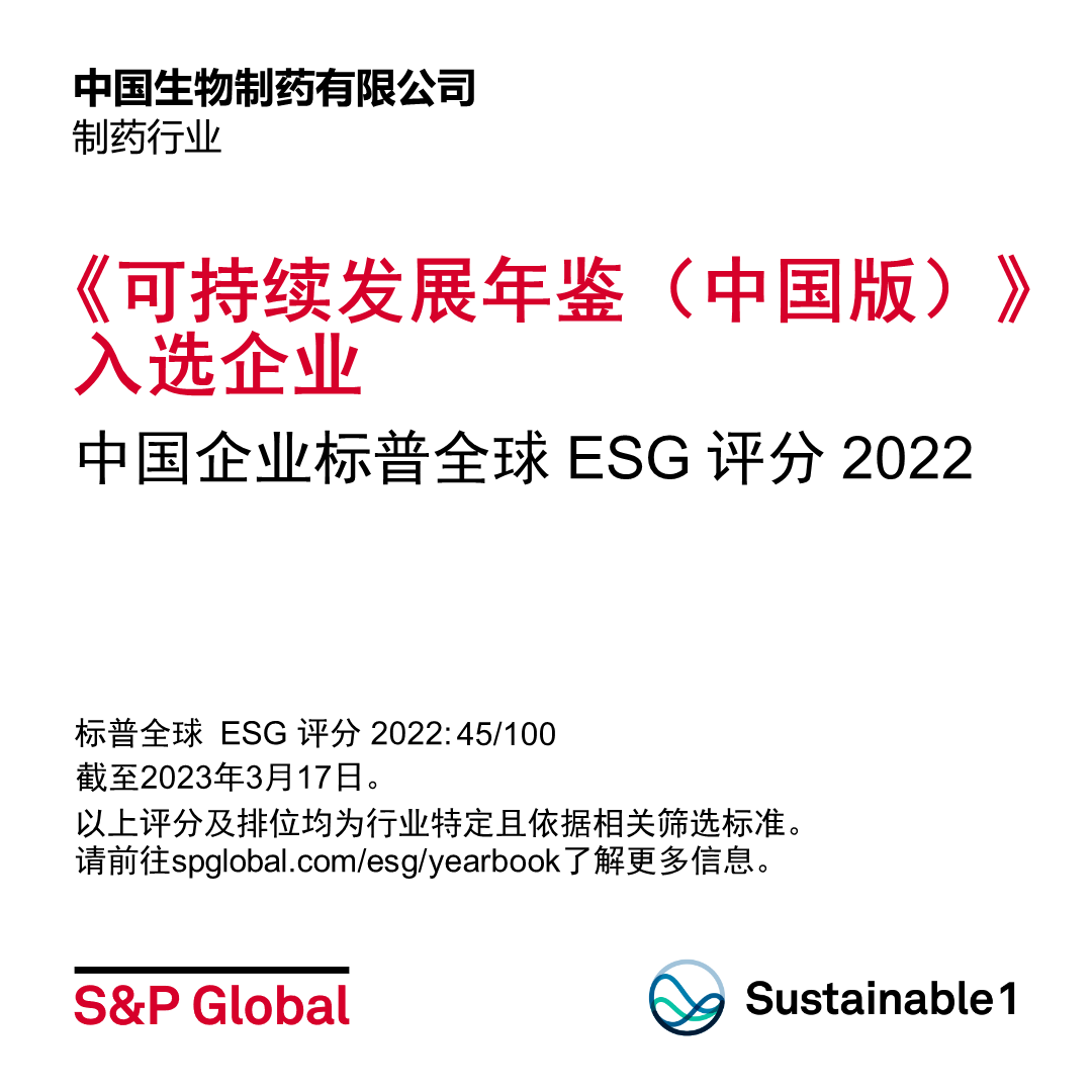 555000jc赌船制药入选标普全球《可持续发展年鉴2023（中国版）》